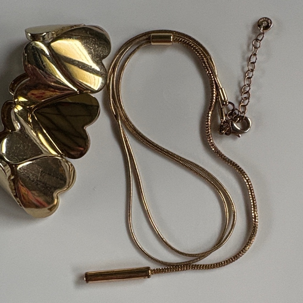 Halogen necklace 21”& Elegant Gold tone Heart Bracelet